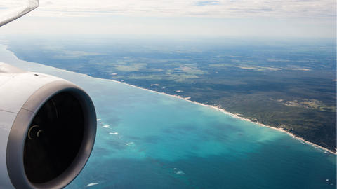ACJ350 in flight, engine close up ACJ350 in flight, engine close up