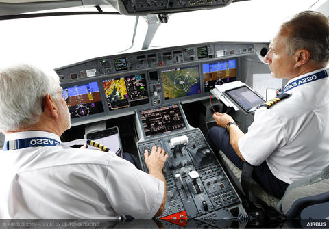 Pilots in A220 Cockpit Pilots in A220 Cockpit