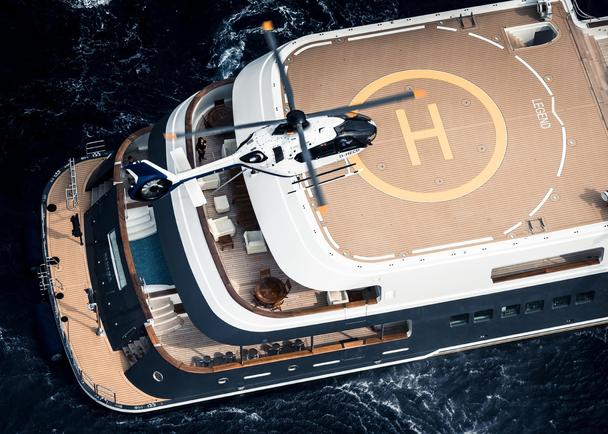 Airbus Corporate Helicopter landing on a yatch