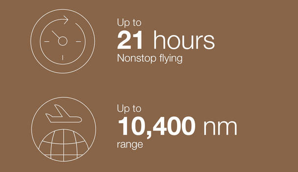 ACJ330neo range picto Up to 21 hours nonstop flying (10,400nm range)