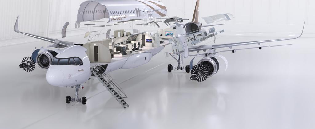 A deconstructed aircraft to illustrate aircraft maintenance