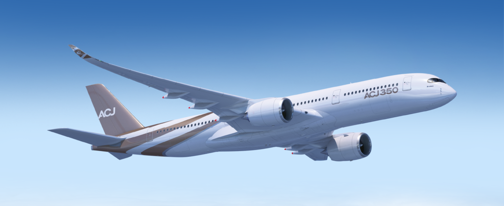 ACJ350 in flight with ACJ livery