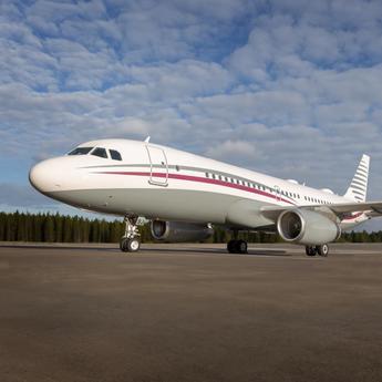 ACJ320 P4-HSJ Global Jet exterior on the tarmac