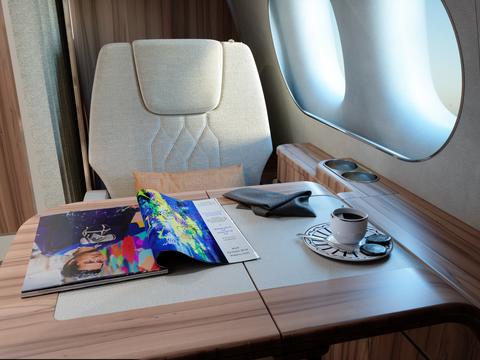 ACJ TwoTwenty Seat on Timeless ambiance with magazine and coffee