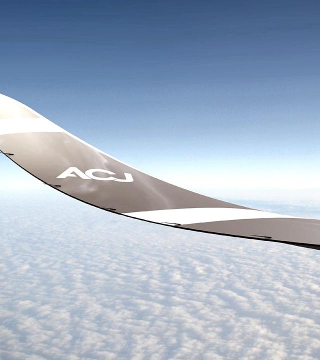 ACJ330neo sharklet close up with ACJ logo