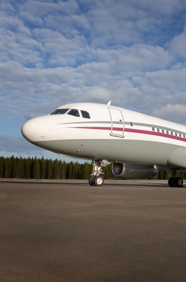ACJ320 P4-HSJ Global Jet exterior on the tarmac