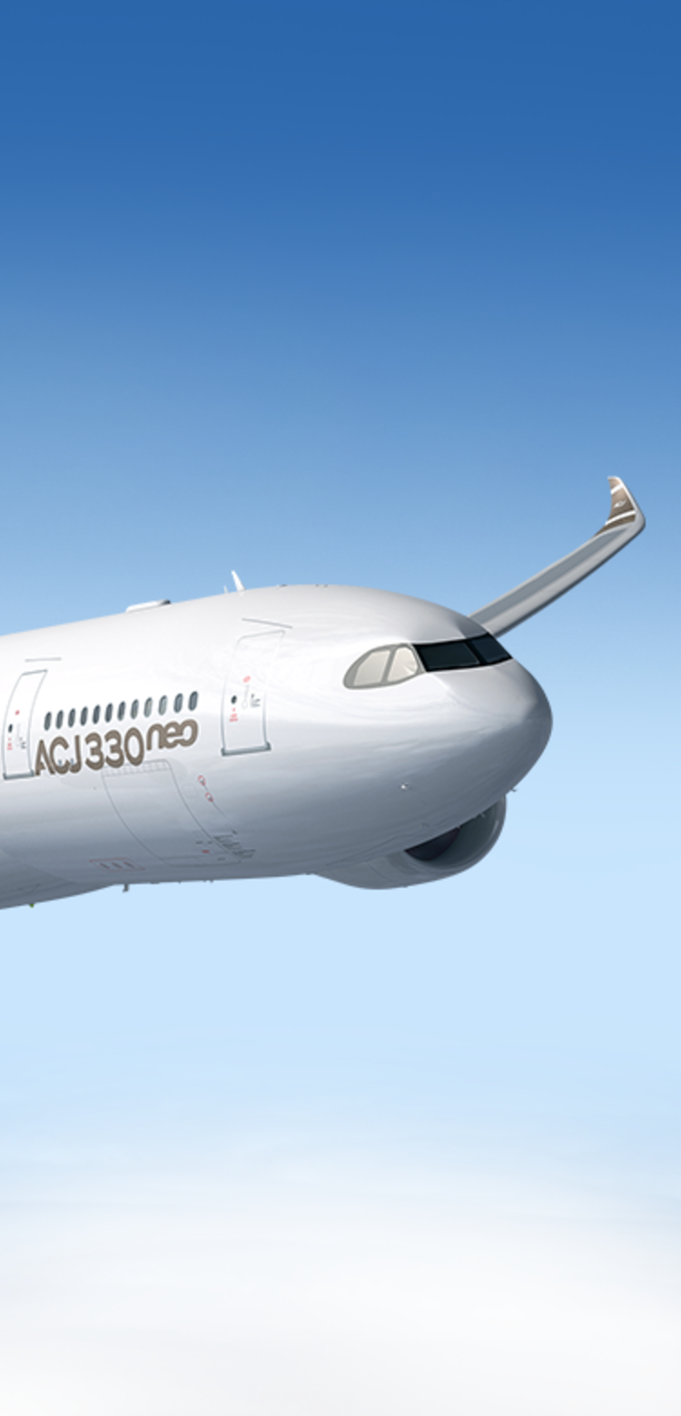ACJ330neo header ACJ330neo flying in the sky