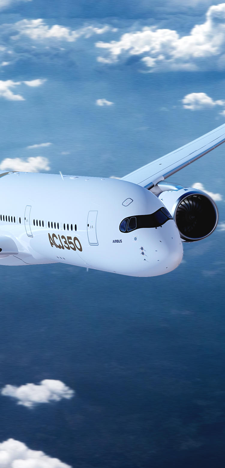 ACJ350 in flight ACJ350 in flight