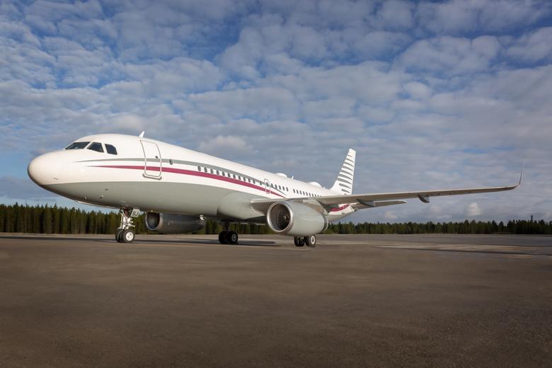 ACJ320 P4-HSJ Global Jet exterior on the tarmac